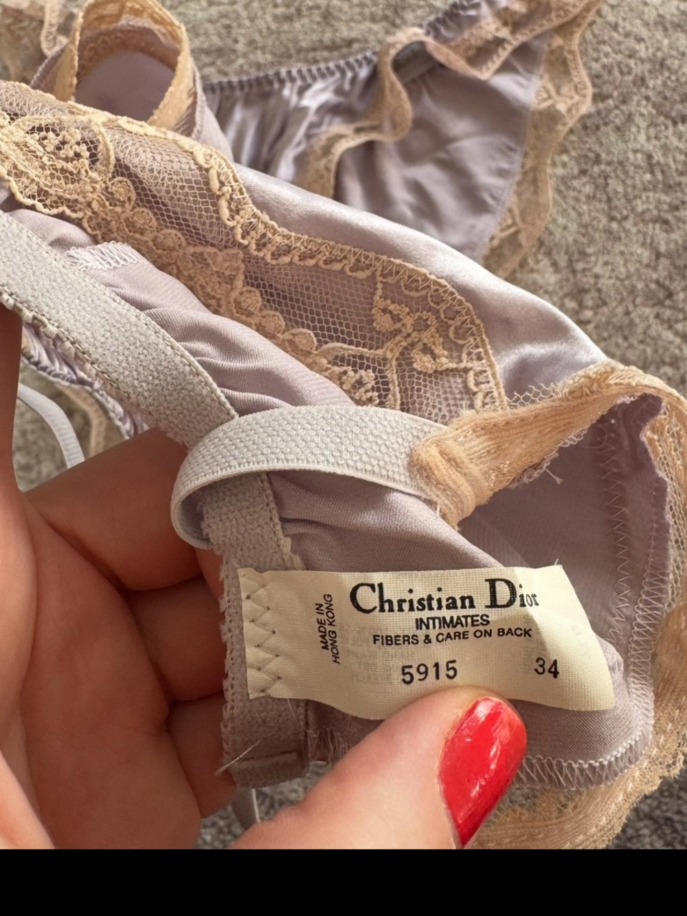 Christian Dior Vintage Women’s 34 Med. Purple Bra Bottom Silk Lace Lingerie Set - Picture 5 of 10